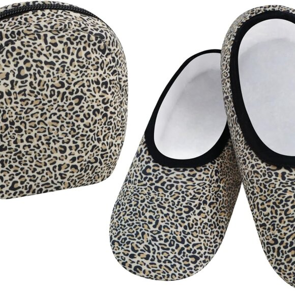 Women's Slipper Socks Non-Slip Lightweight Sherpa Lined Travel with Pouch - Picture 1 of 6